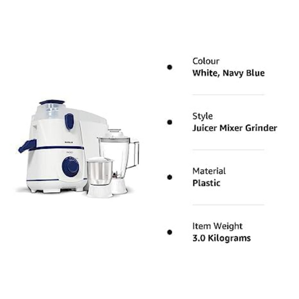 Havells JMG RIGO, 500 Watts Jars Juicer Mixer Grinder (White