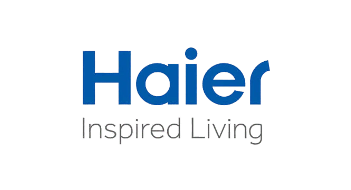 Haier logo with Inspired Living tagline on a transparent background