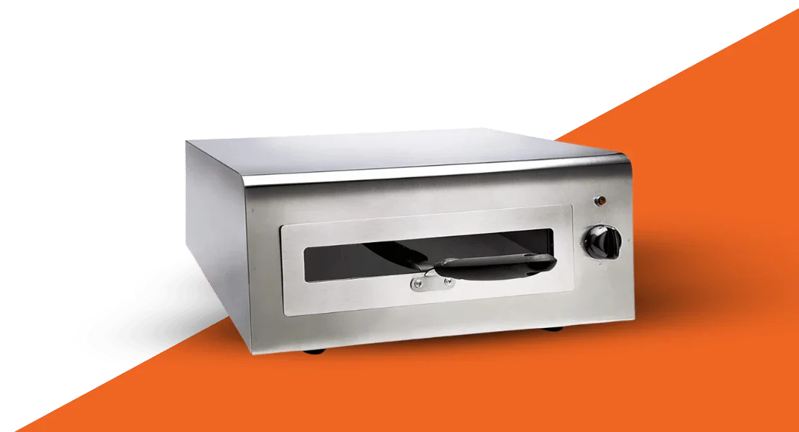 Stainless steel electric tandoor oven with front glass door and control knob