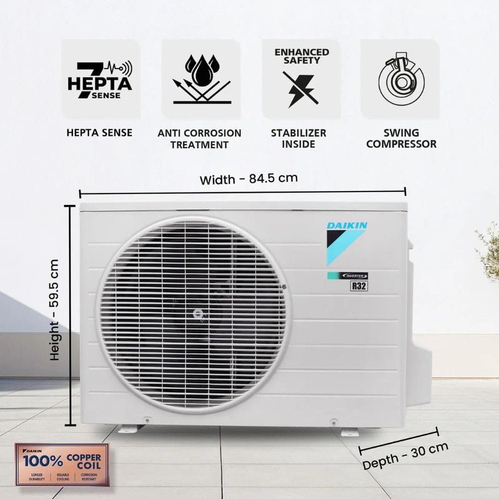Daikin 1.5 Ton 3 Star Hot & Cold Inverter Split Air Conditioner (FTHT50XV16VAA)