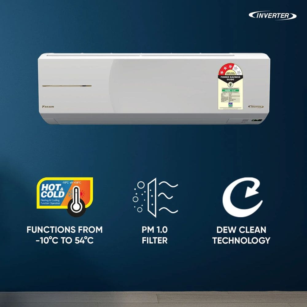 Daikin 1.8 Ton 3 Star Hot & Cold Inverter Split Air Conditioner (FTHT60XV16UAA)