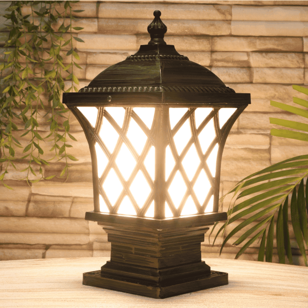 Table Gospel Outdoor Waterproof Gate Pillar Post Lighting for Exterior (Woodfinished Brown)