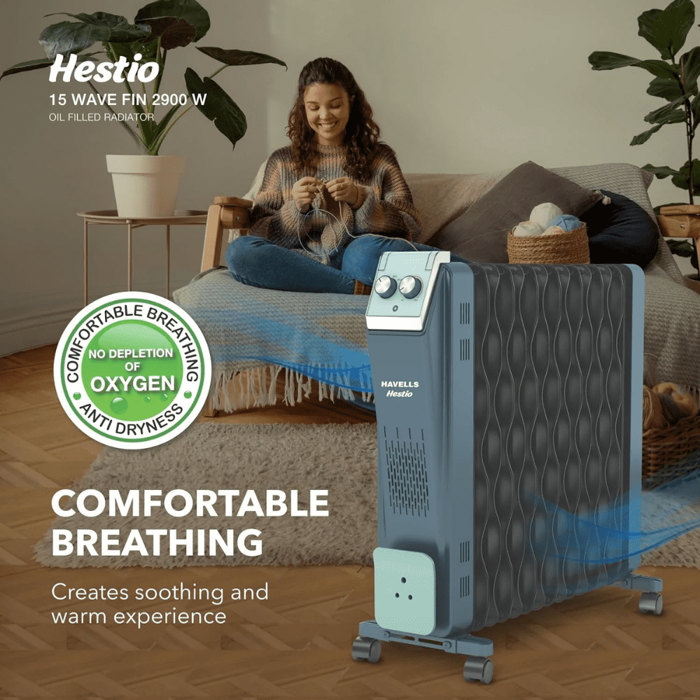 Havells 15 Wave Fins, 2900 Watts Oil Filled Radiators, Room Heater (GHROFCTN290, Hestio Ofr15)