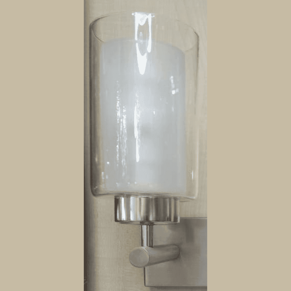Wall Lamp, Brushed Silver Single Glass Shade for Bathroom and Living Room Bathroom (XB-W1195-1-BN1)