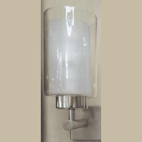 Wall XB-W1195-1-BN1 Lamp, Brushed Silver Single Glass Shade for Bathroom and Living Room Bathroom