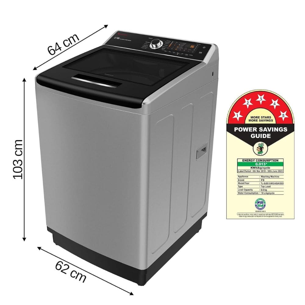 IFB 9 Kg 5 star Fully-Automatic Top Load Washing Machine (TL-SLBS 9.0KG AQUA, Silver)