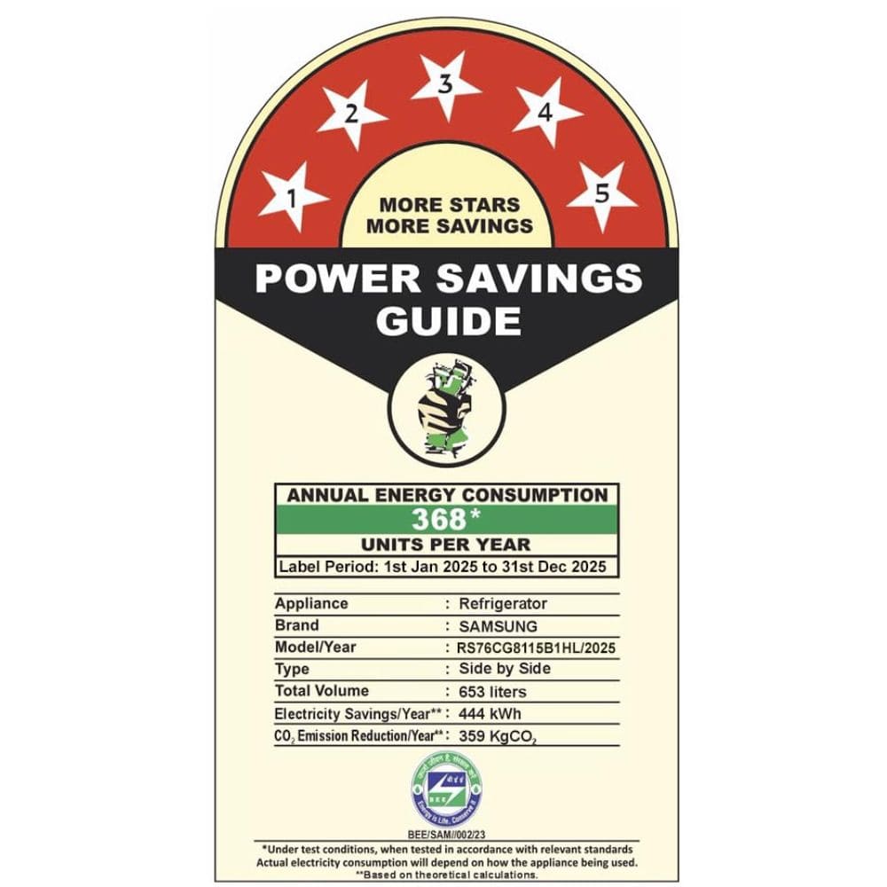Samsung 653 Ltrs 5 Star, Inverter Frost Free, Side-by-Side Refrigerator (RS76CG8115B1)