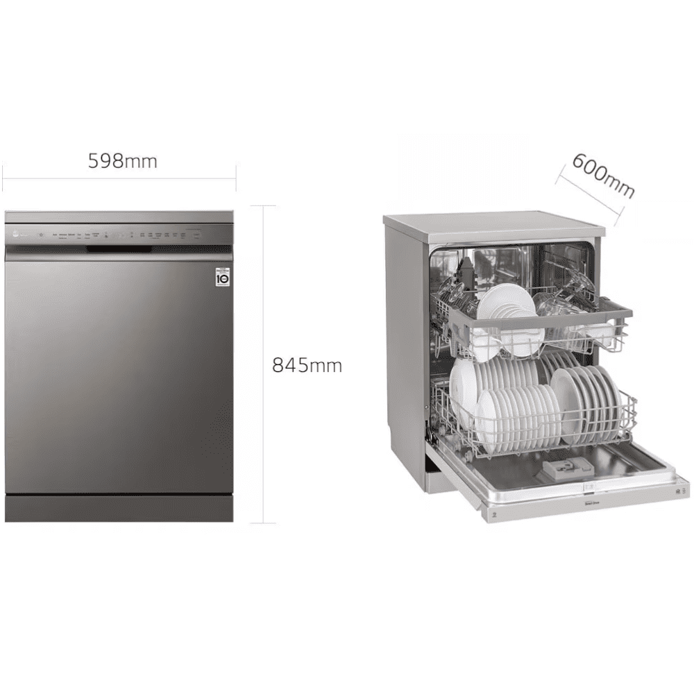 LG 14 Place Settings Free Standing Dishwasher with Inverter Direct Drive Technology (DFB512FP, Platinum Silver)