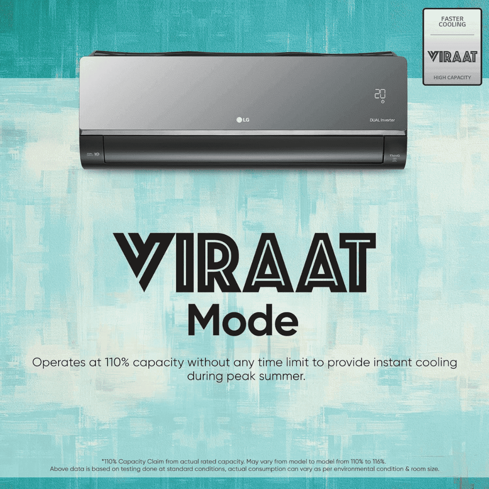 LG 1.5 Ton 5 Star DUAL Inverter Wi-Fi Split Air Conditioner (AS-Q19MWZE, 6-in-1 AI Convertible, Black Mirror)