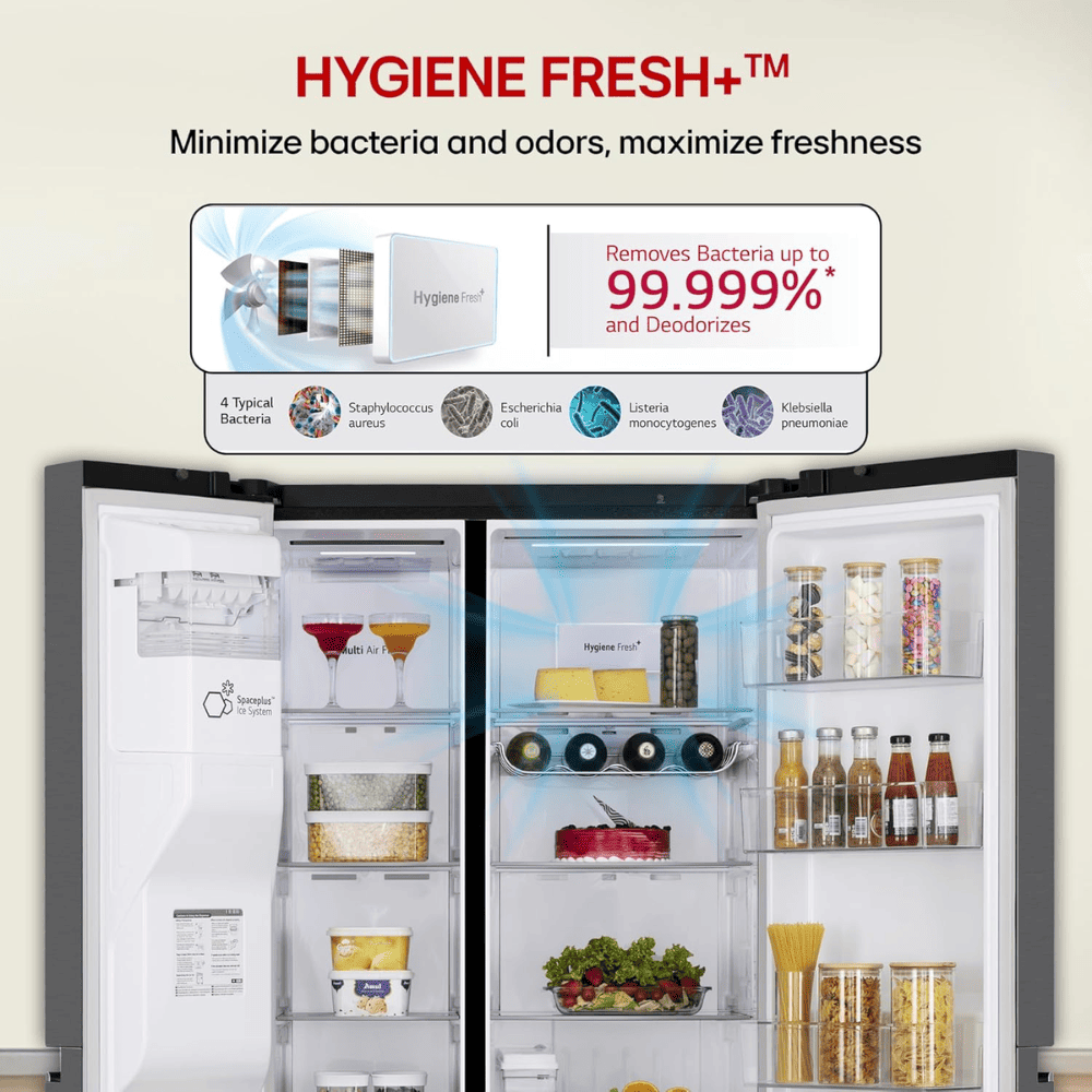 LG 630 Ltrs 3 Star, Inverter Frost Free, Side-by-Side Refrigerator (GL-L257CMC3)