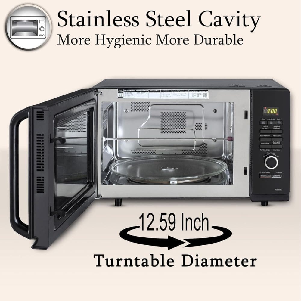 LG 32 Ltrs Stainless Steel Convection Charcoal Healthy Microwave Oven (MC3286BLU,Black)