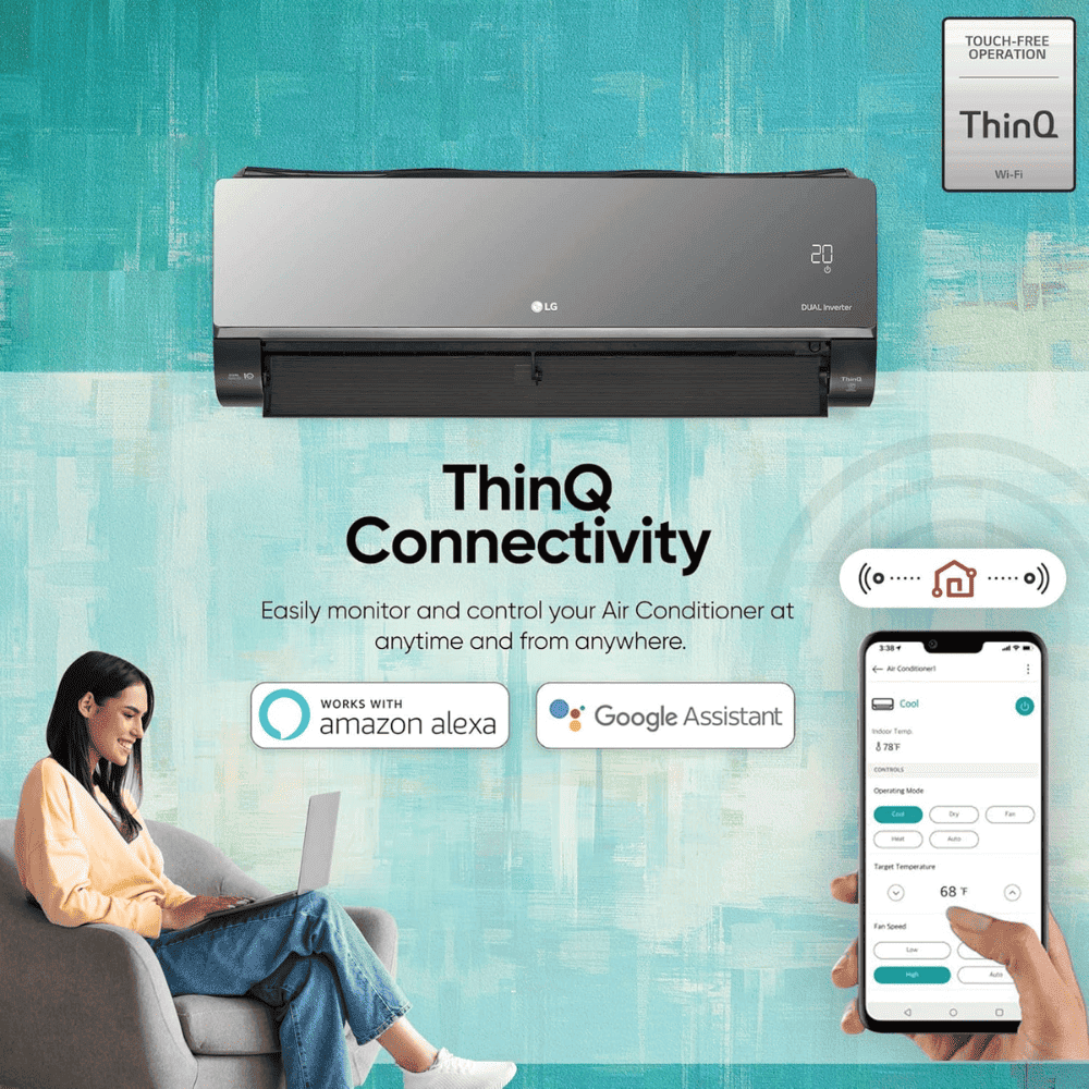 LG 1.5 Ton 5 Star DUAL Inverter Wi-Fi Split Air Conditioner (AS-Q19MWZE, 6-in-1 AI Convertible, Black Mirror)