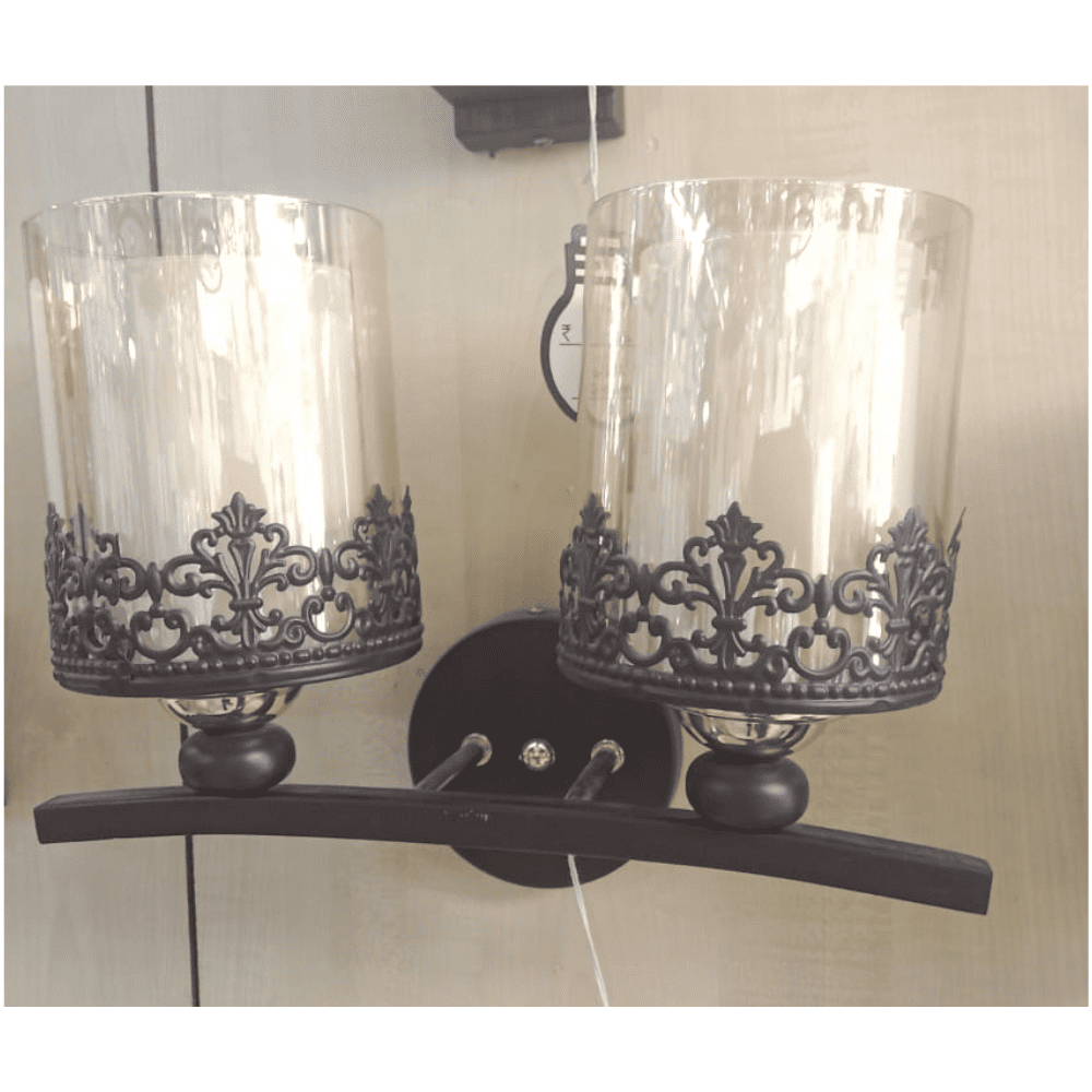 Wall LeArc Designer Lighting Wrought Glass Metal Wood Wall Light (WL2991-2, Black)