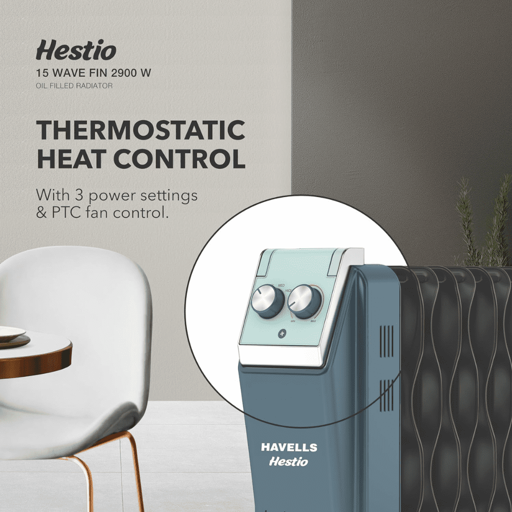 Havells 15 Wave Fins, 2900 Watts Oil Filled Radiators, Room Heater (GHROFCTN290, Hestio Ofr15)