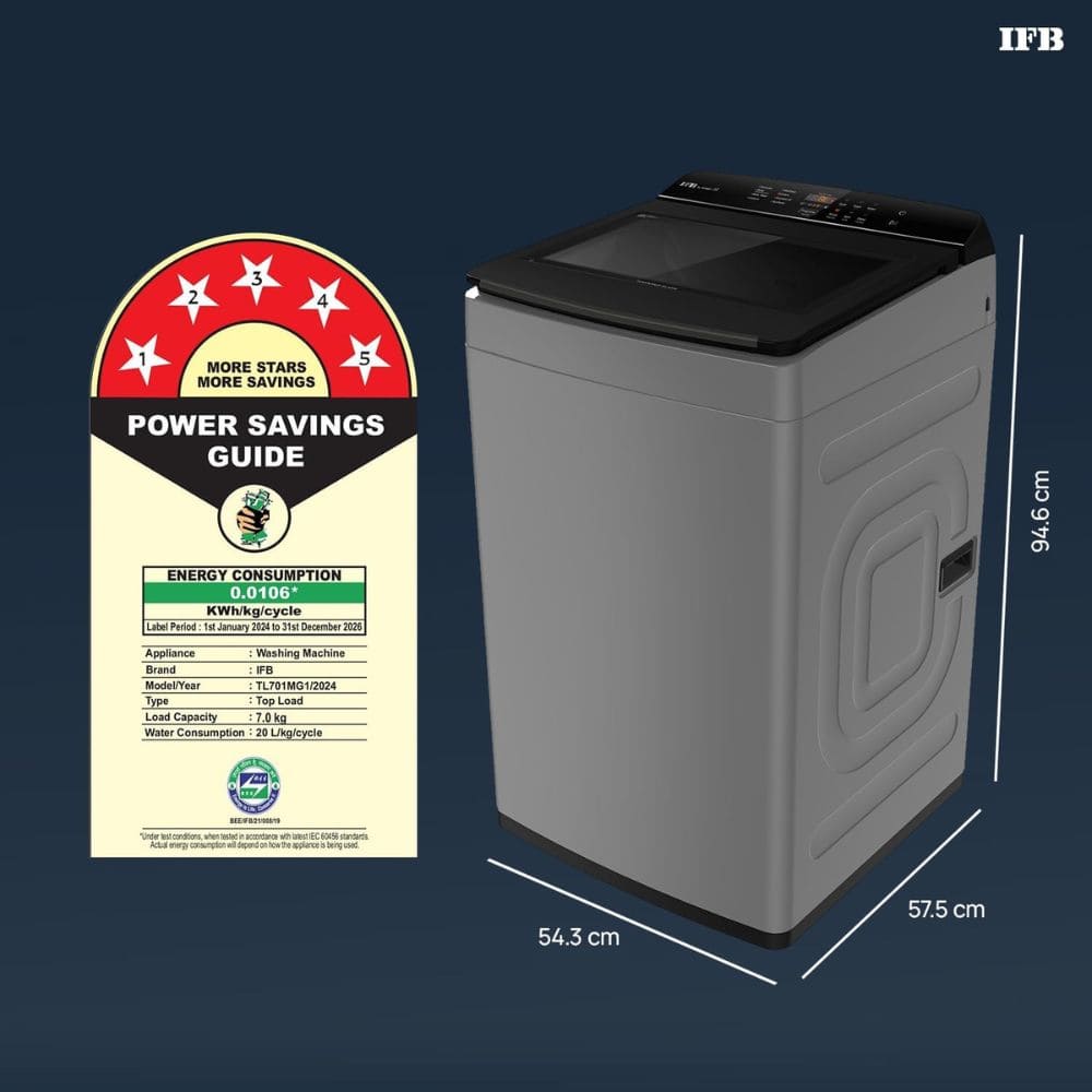 IFB 7 Kg 5 star Fully-Automatic Top Load Washing Machine (TL701MG1 Grey)