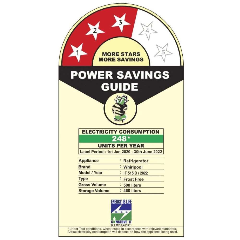 Whirlpool IF INV CNV 515 ALPHA STEEL-Z, 500 Ltrs 3 Star Inverter Convertible Frost Free Double Door Refrigerator, Steel Gery