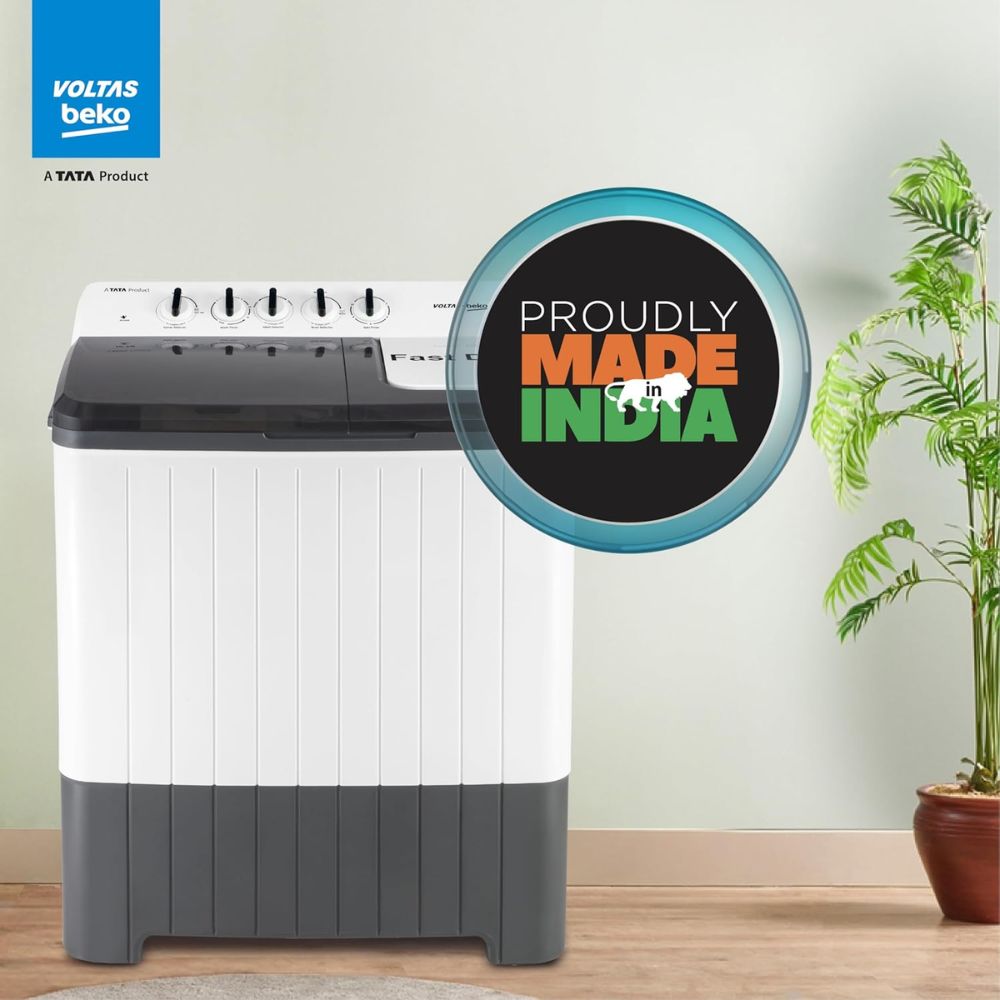 Voltas 10 Kg 5 Star Semi-Automatic Top Load Washing machine (WTT100UPA, White & Grey)