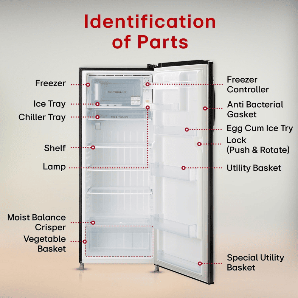 LG 261 Ltrs 3 Star, Inverter Direct Cool, Single Door Refrigerator (GL-B281BESX)