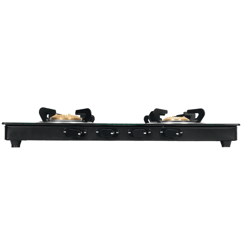 Faber Cooktop, SPARK 4BB BK, 4 Burner Auto Manual Glass Top Brass Burner 1 Big + 2 Medium + 1 small Gas Stove (Black)