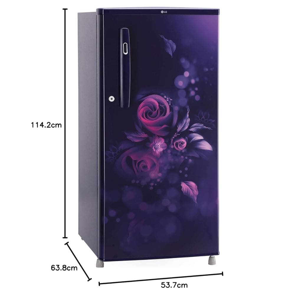 LG 190 Ltrs 3 Star Inverter Direct Cool Single Door Refrigerator (GL-B199OBEC, Blue Euphoria)