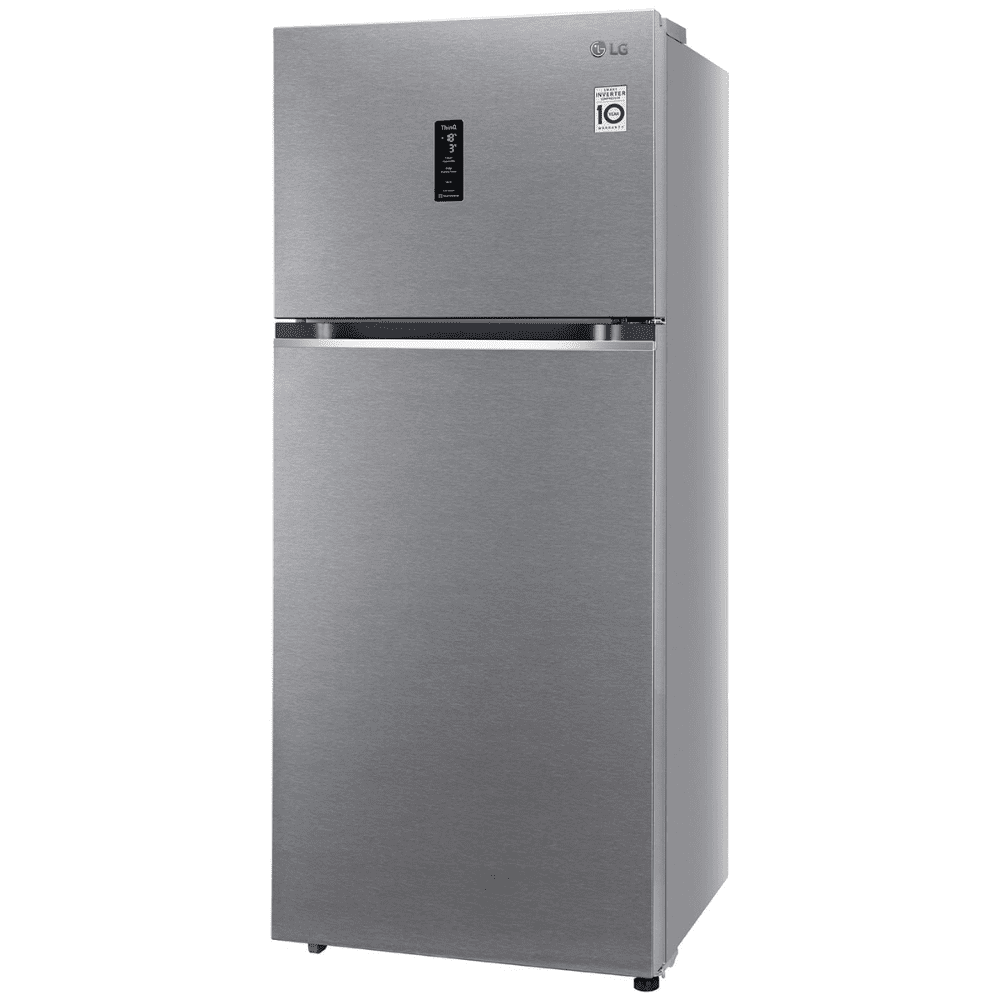 LG 408 Ltrs 3 Star Smart Wi-Fi Frost Free Double Door Refrigerator (GL-T412VDSX, Dazzle Steel)
