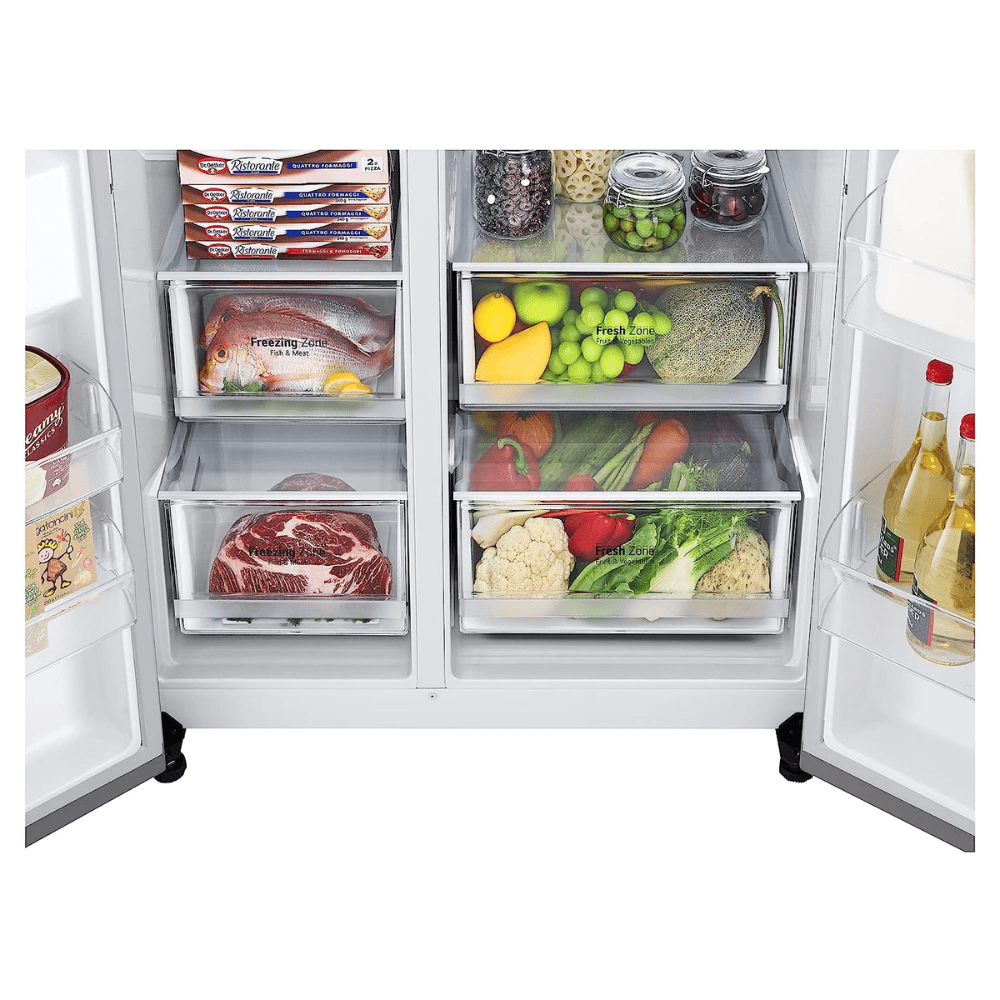 LG 694 Ltrs 5 Star Smart Frost Free Side by Side Refrigerator (GC-B257SLUV, Platinum Silver)