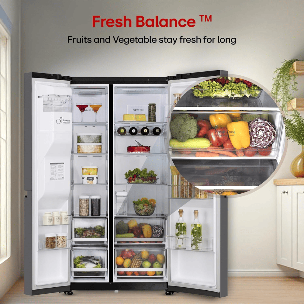 LG 630 Ltrs 3 Star, Inverter Frost Free, Side-by-Side Refrigerator (GL-L257CMC3)