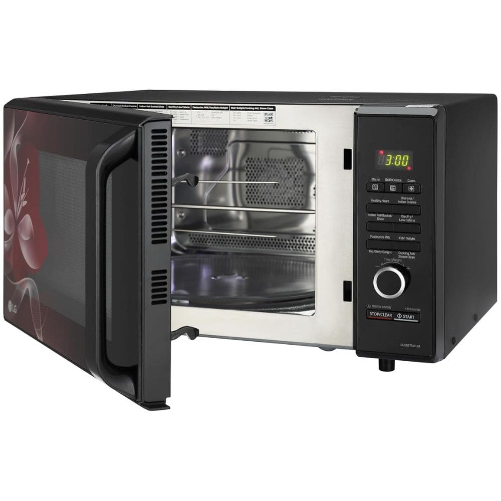 LG 28 Ltrs Stainless Steel Convection Charcoal Healthy Microwave Oven (MJ2887BWUM,Black)