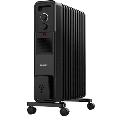 Philips 13 Straight Fins, 2900 Watts Oil Filled Radiators with Fan Room Heater (Hestio OFR13, Black)