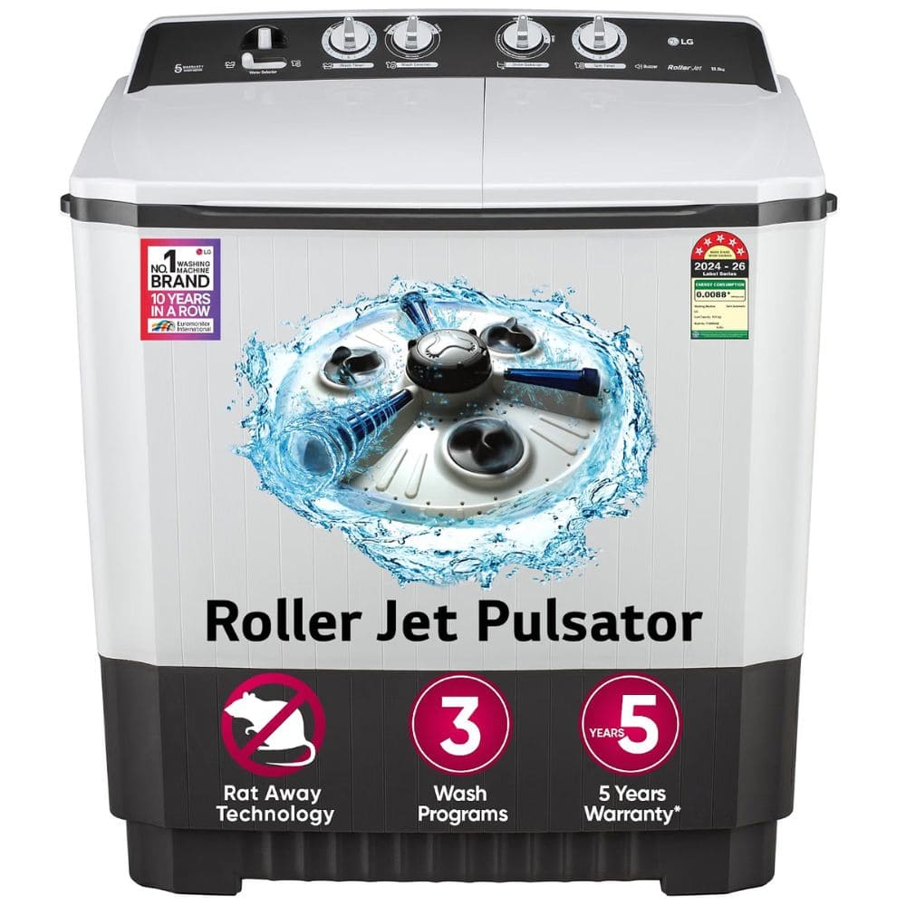 LG 10 Kg 5 Star Semi-Automatic Top Load Washing Machine (P1040RGAZ,Grey)