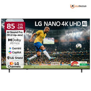LG 85NU885BPLA, 85 Inches 4K alpha7 Gen9 AI Processor Nanocell Smart TV, Black