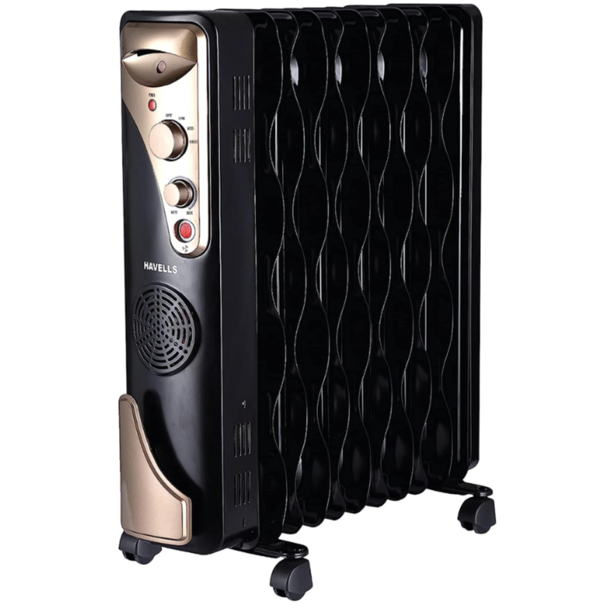 Havells 13 Wave Fins, 2900 Watts Oil Filled Radiators Room Heater with PTC Fan (OFR 13F, Black)