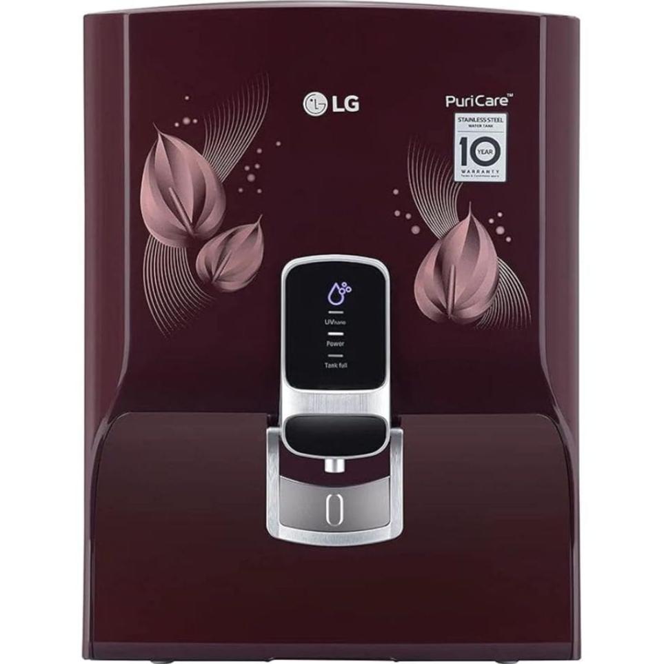 LG WW174NPC, 8 Litres RO+UV Multi Stage RO Filtration Water Purifier, Burgundy