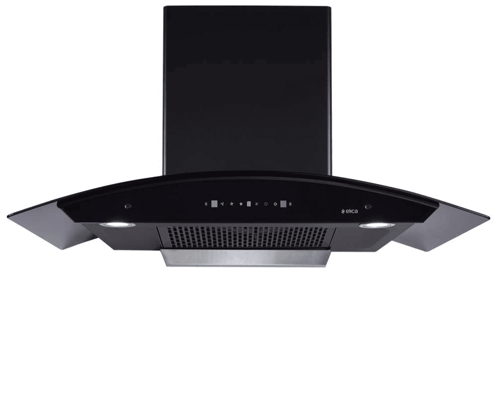 Elica FLCG LTW 900 HAC MS Nero, 90 cm 1350 m3/hr Auto Clean Wall Mounted Chimney, Filterless Technology Touch+Motion Sensor Control (Black)