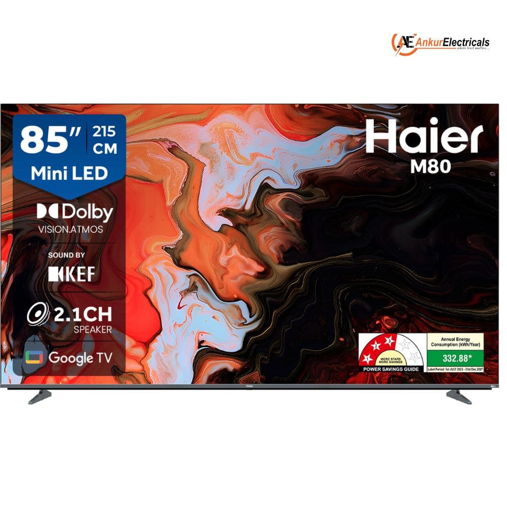 Haier H85M80FUX, 85 Inches 4K Ultra HD Mini LED Smart TV, Black