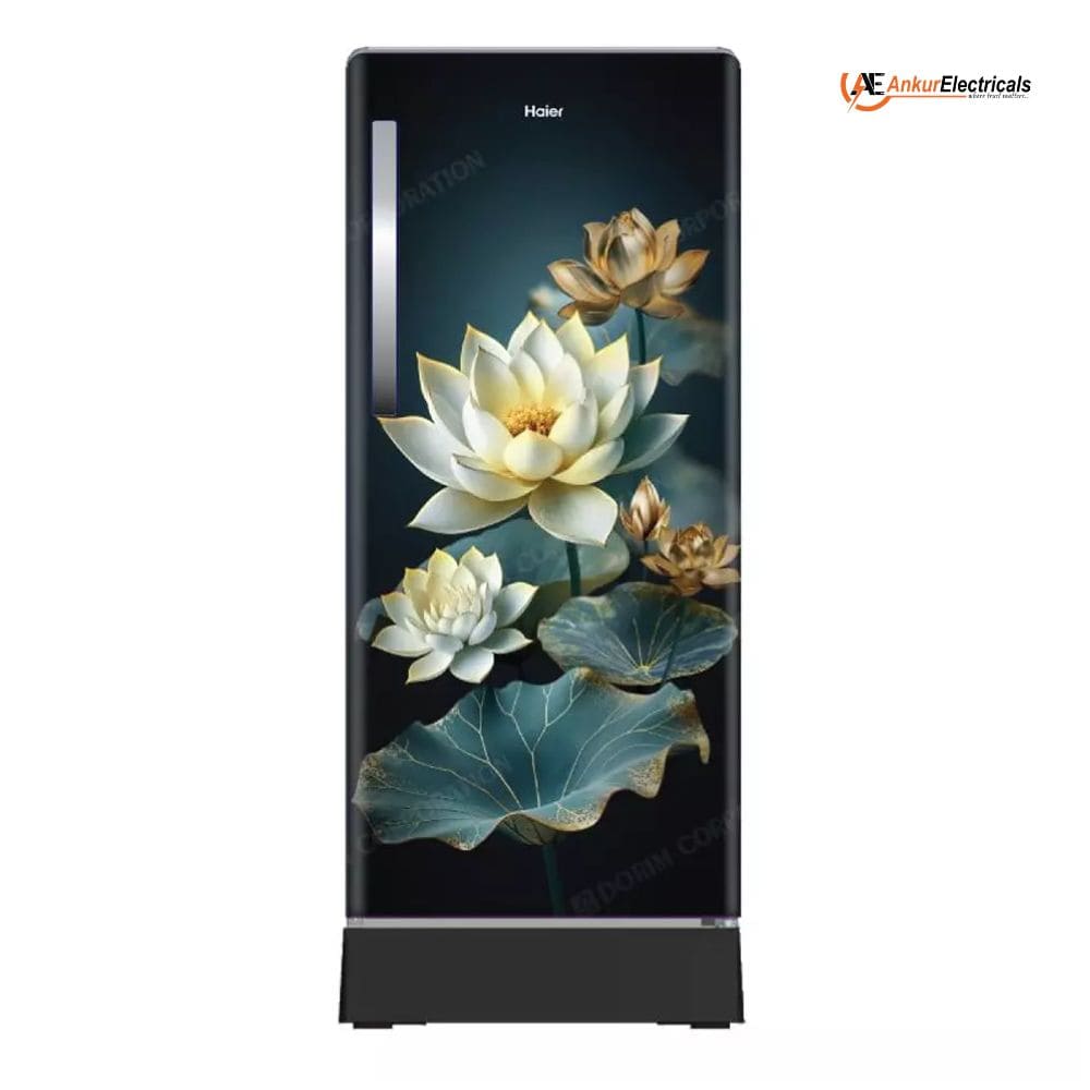 Haier 190 Ltrs, 2 Star Direct Cool Single Door Refrigerator with Base Drawer (HRD 2113PGCA N, Green Camellia)