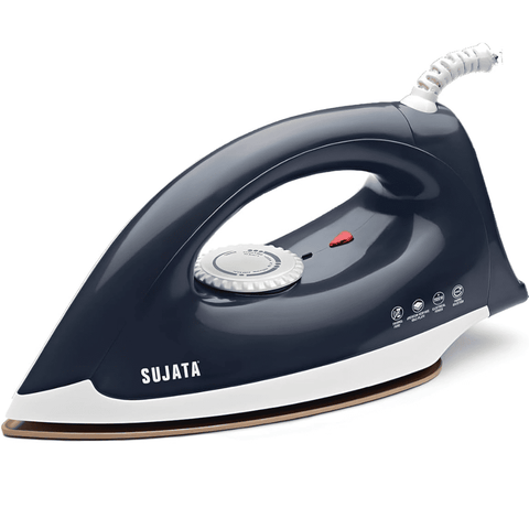 Sujata 1100 Watts Double Coat Non Stick Stainless Steel Dry Iron (Smooth slide, White, Orange)