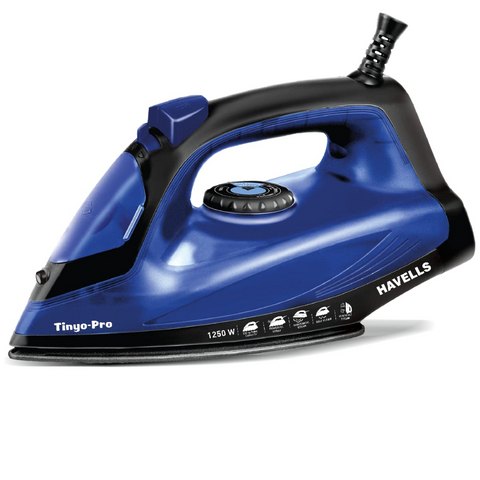 Havells Tinyo Pro, 1250 Watts Self Clean Steam Iron Press with Power full Steam Spray (Blue)