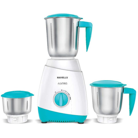 Havells MG ASPRO Plus, 500 Watt 3 Jars Mixer Grinder (Blue & White)