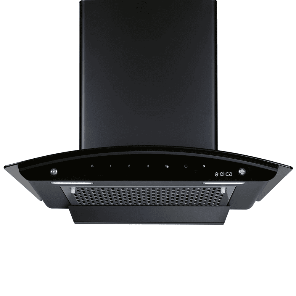 Elica BF 600 SLIM HAC MS NERO, 60 cm 1200 m3/hr Auto Clean Wall Mounted Kitchen Chimney (Black)