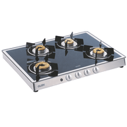 Glen Cooktop,1048 GT FORGED BB MIRROR, 3 Burner 60 cm Auto Manual Glass Top Brass Burner, 1 Medium + 1 small + High Flame Double Drip Tray Gas Stove (Black)
