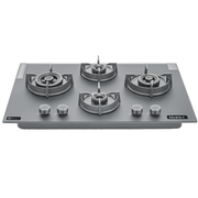 Sujata Hob, 4 Burner 78 cm Auto Ignition Glass Top Brass Burner 1 Larg+1 Medium + 2 small (Palladium FB 4B78TP, Black)