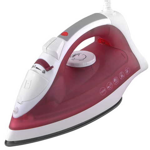 Morphy Richards Plastic Glide, 1250 Watts Steam Iron with Steam Burst, Non-Stick Coated Soleplate (White & Red)