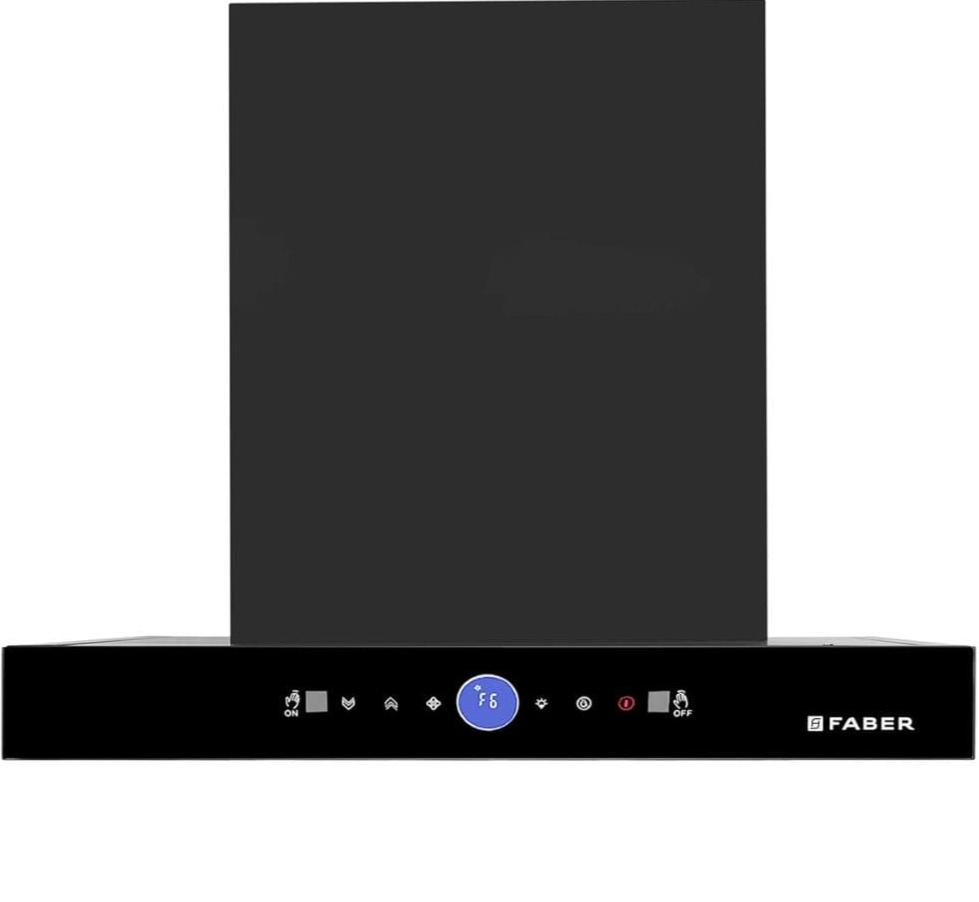 Faber HOOD DAZZELE BLDC FL HC, 60 cm 1500 m3/hr Auto Clean Wall Mounted curved glass Kitchen Chimney (Black)