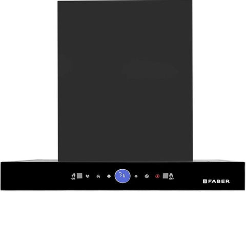 Faber HOOD DAZZELE 60 BLDC FL HC, 60 cm 1500 m3/hr Auto Clean Wall Mounted curved glass Kitchen Chimney, Filterless technology, Touch & Gesture Control (Black)