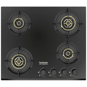 Hindware Hob, HAZEL 4B 60CM, 4 Burner 60 cm Auto Ignition Glass Top Brass Burner 2 Medium + 2 small Gas Stove (Black)
