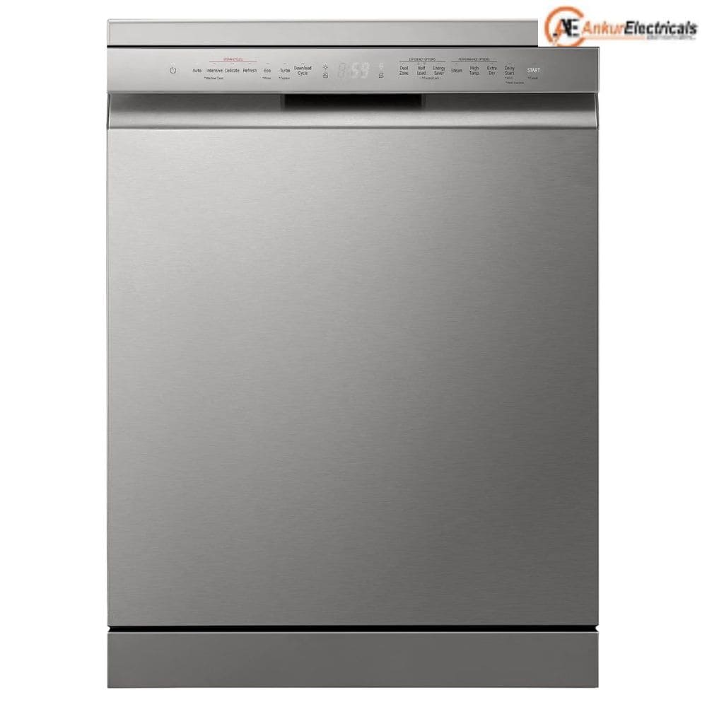 LG 15 place settings Free Standing Dishwasher with True Steam Quad Wash & Inverter Direct Drive (DFB435FV, Prime Silver)