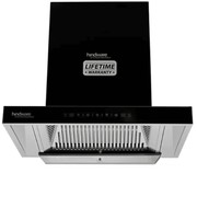 Hindware ALICIA + HMS BLK, 60 cm 1350 m3/hr Auto-Clean Wall Mounted Filterless Kitchen Chimney (Black)