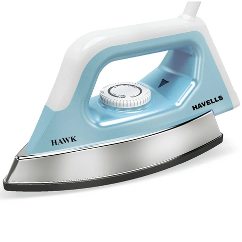 Havells Hawk, 1100 Watts Heavy Weight Non Stick Coated Dry Iron with Plastic body (Blue & White)