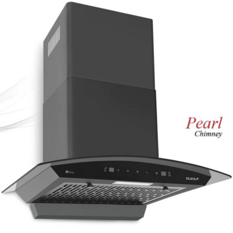Sujata Pearl, 60 cm 1300 m3/hr Autoclean Kitchen Chimney with Filterless Technology (Black)